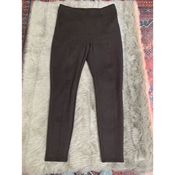 Spanx Brown Faux Suede Pull On High Waisted Leggings Skinny Pants XL - Picture 1 of 7